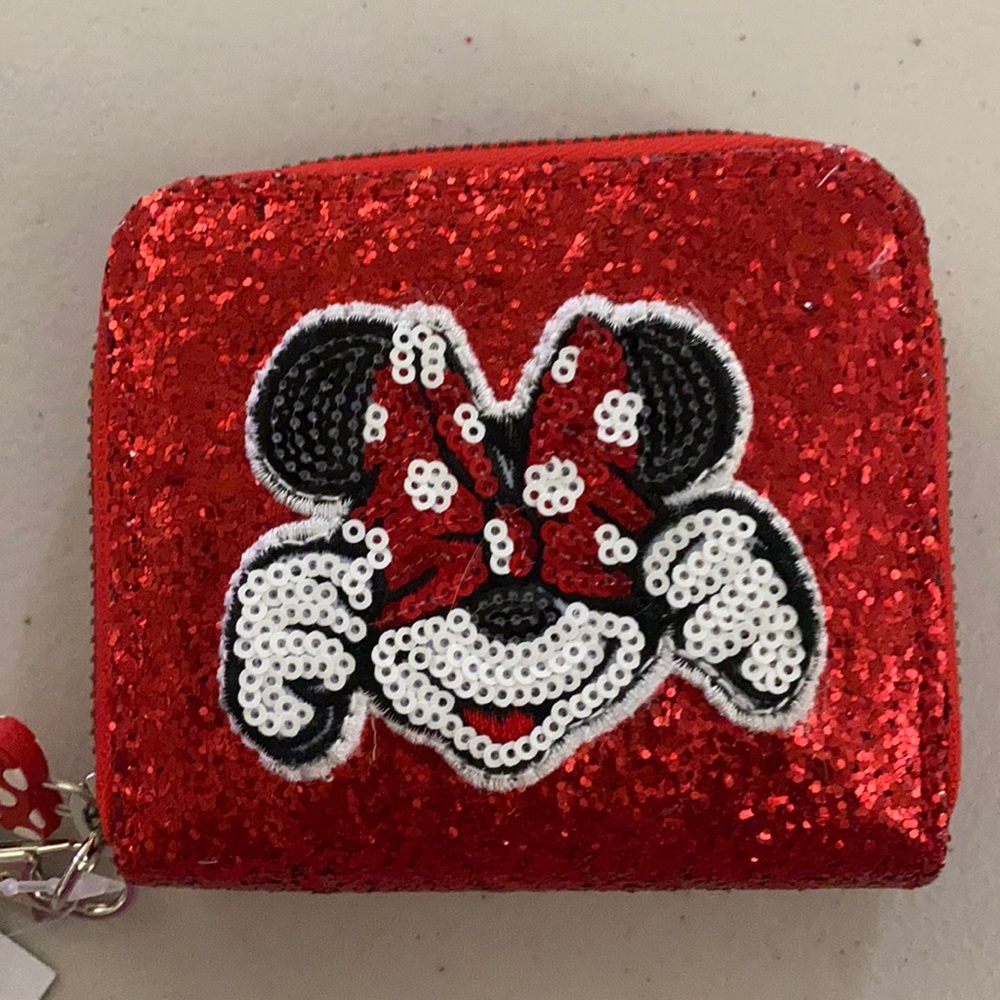 Disney Parks Minnie Mouse Red Glitter Wallet